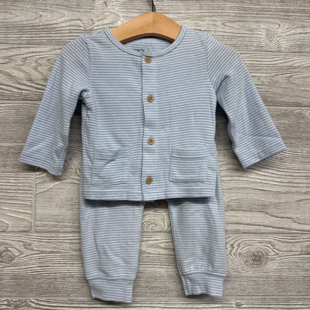 LS Button Up Shirt & Harem Joggers Stripes 6-9M