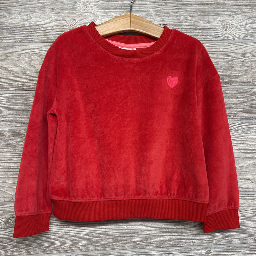 Velour Crewneck Embroidered Heart 4-5