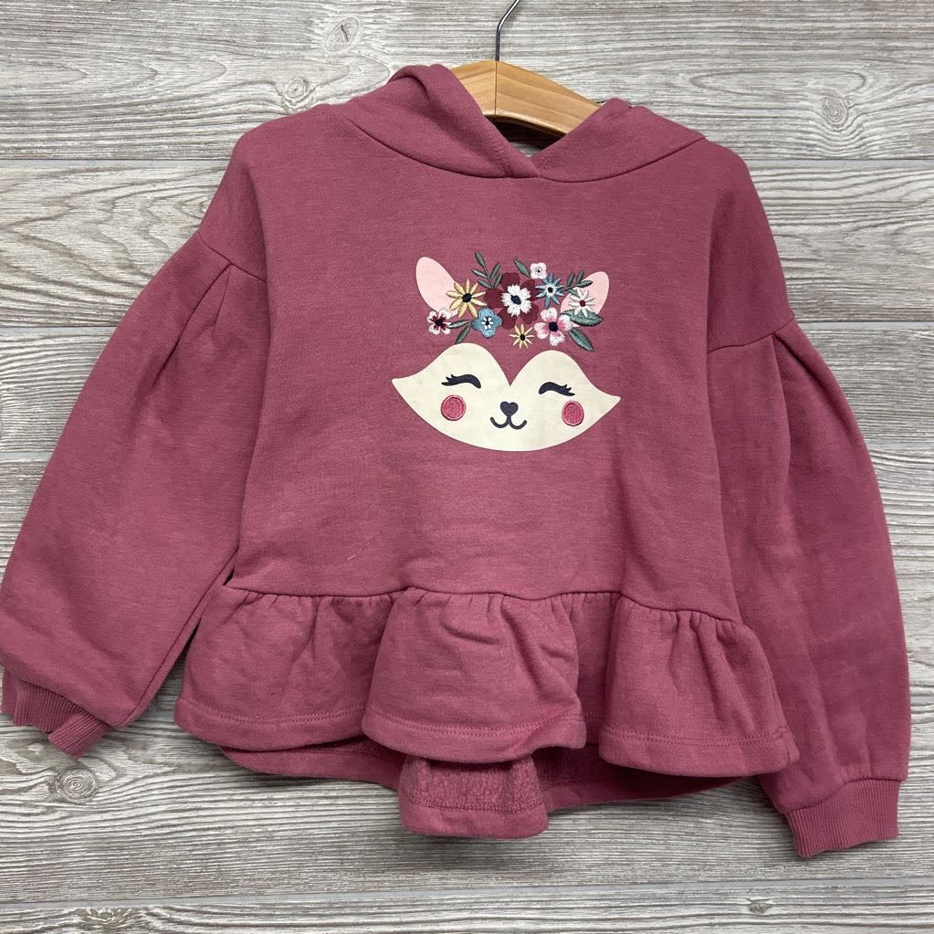 Hoodie Fox Embroidered Flowers 4T