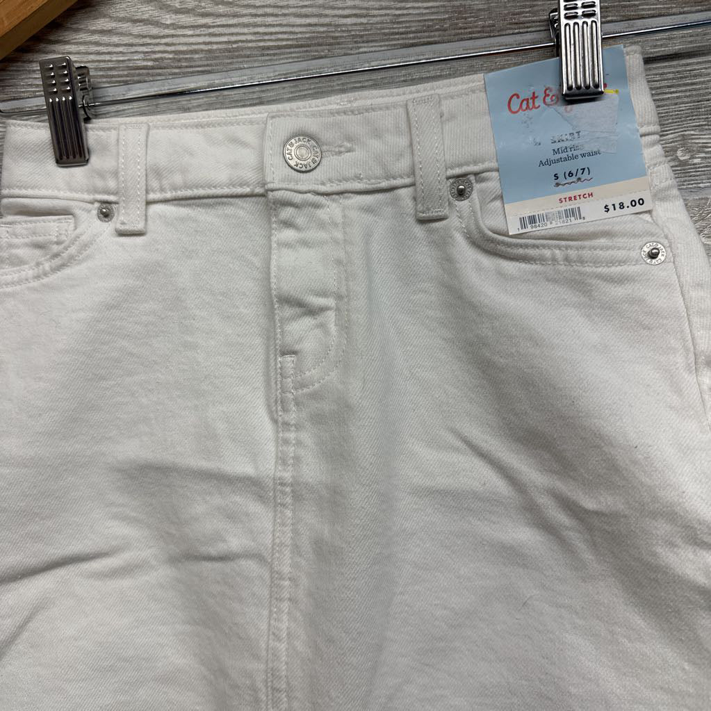 NEW Mid Rise Denim Skirt 6-7