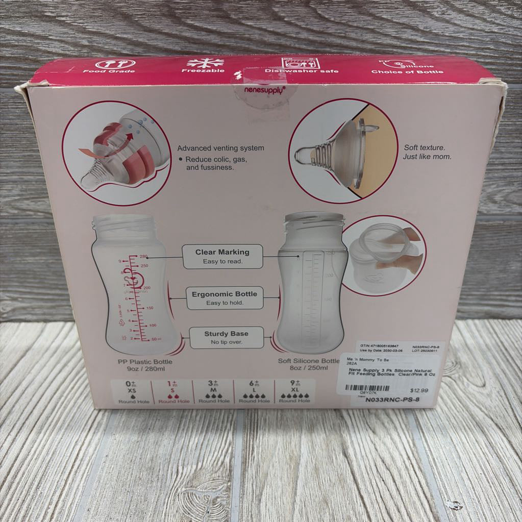 3 Pk Silicone Natural Fit Feeding Bottles