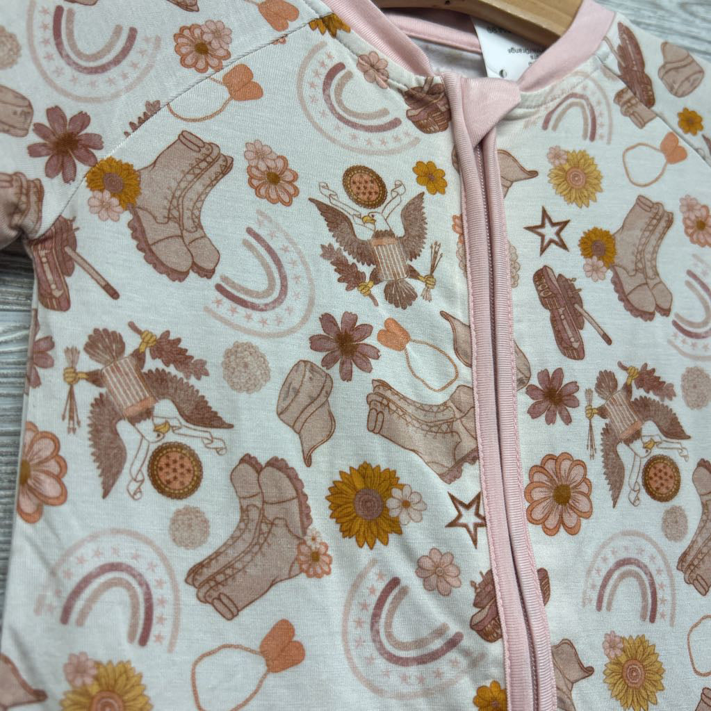 Bamboo Shorty Sleeper Flowers Rainbows 2T