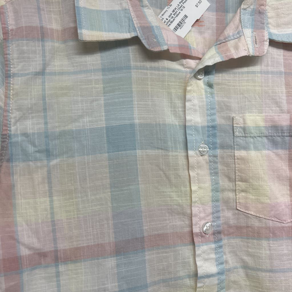 NEW LS Plaid Button Up Shirt Chest Pocket
