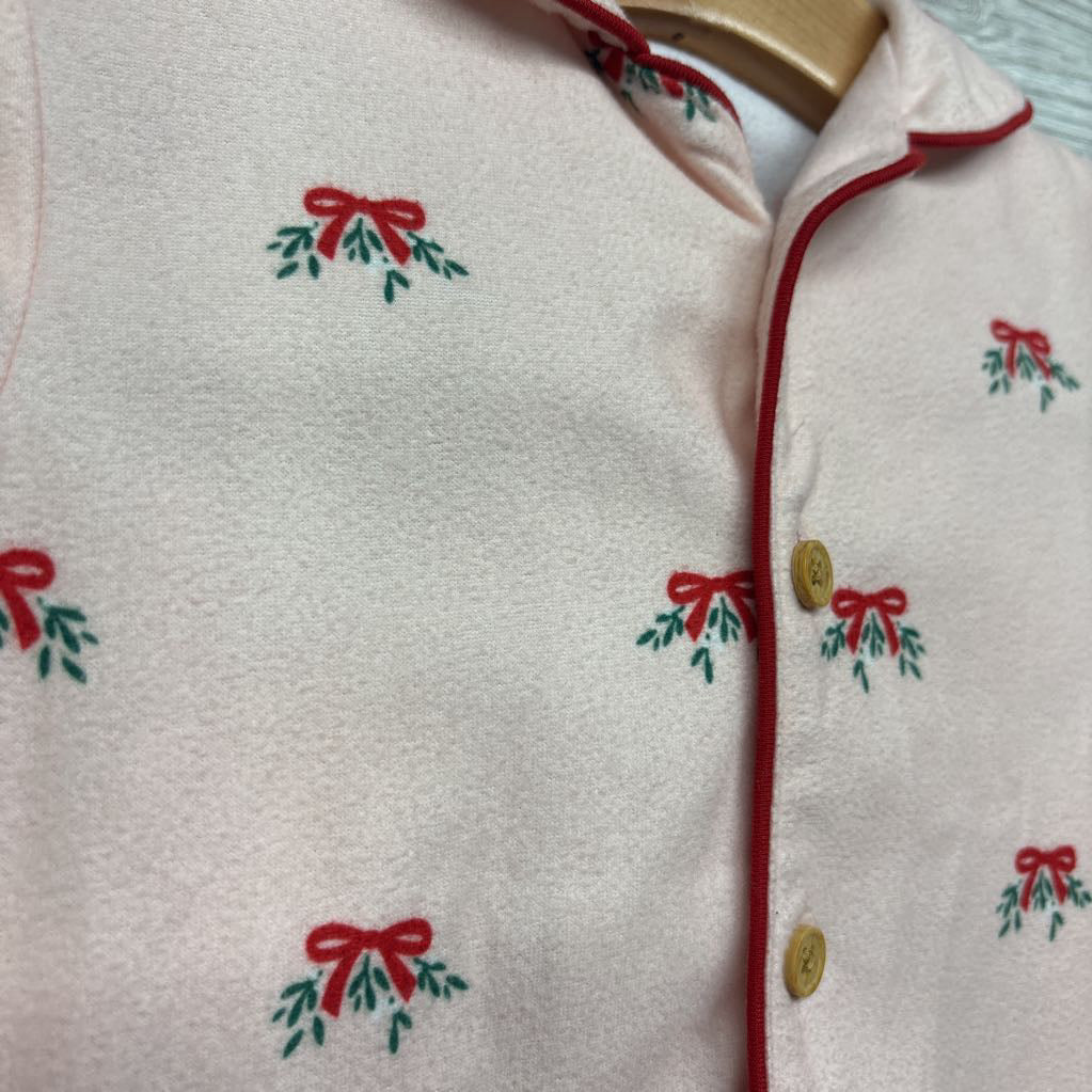 2 Pc LS Button Up PJs Bows 18M