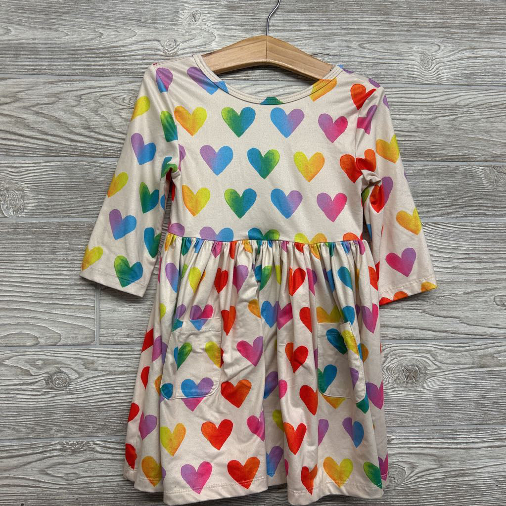LS Twirl Dress Hearts 4T