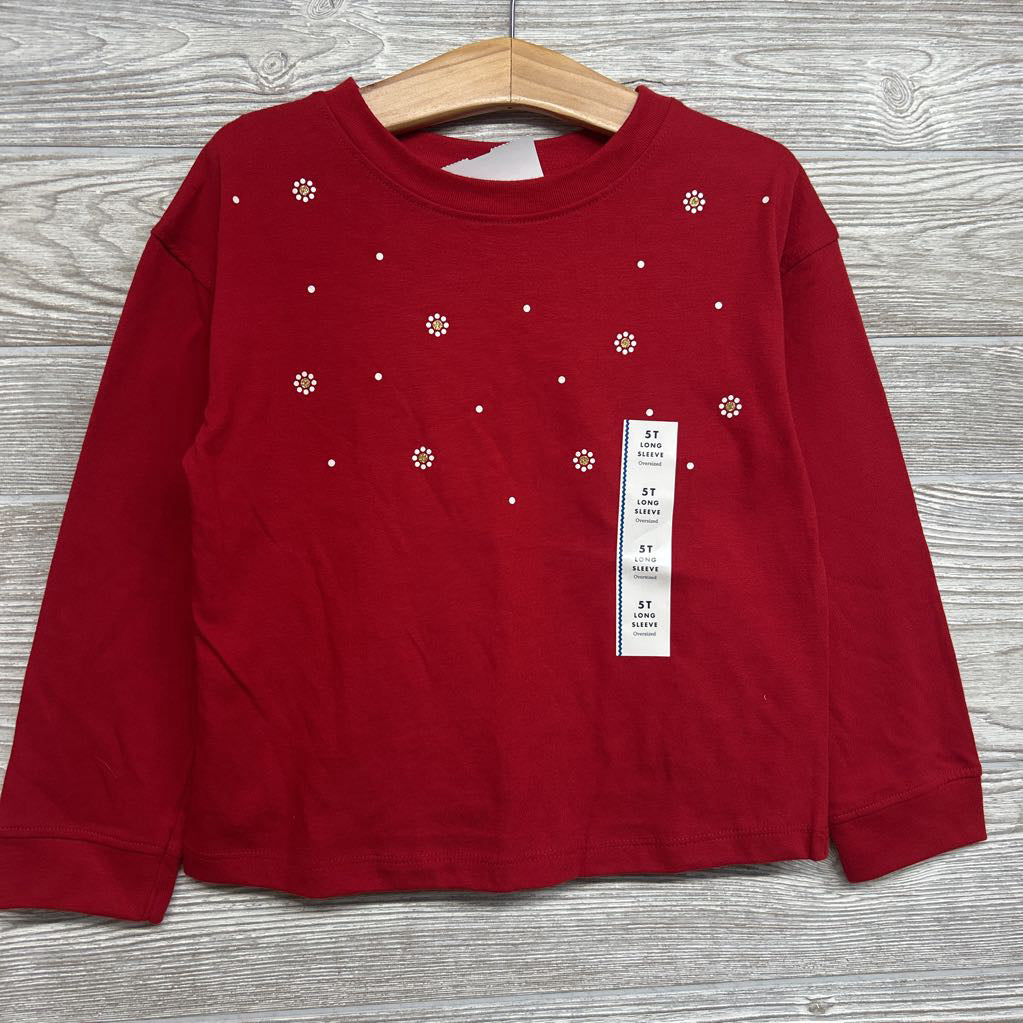 NEW LS Shirt Glitter Flowers 5T