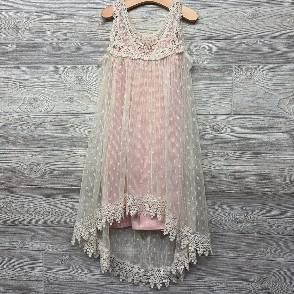 Sheer Overlay Tank Dress Dots Stripes 12