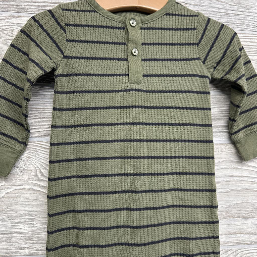 LS Waffle Knit Henley Outfit Stripes 12M