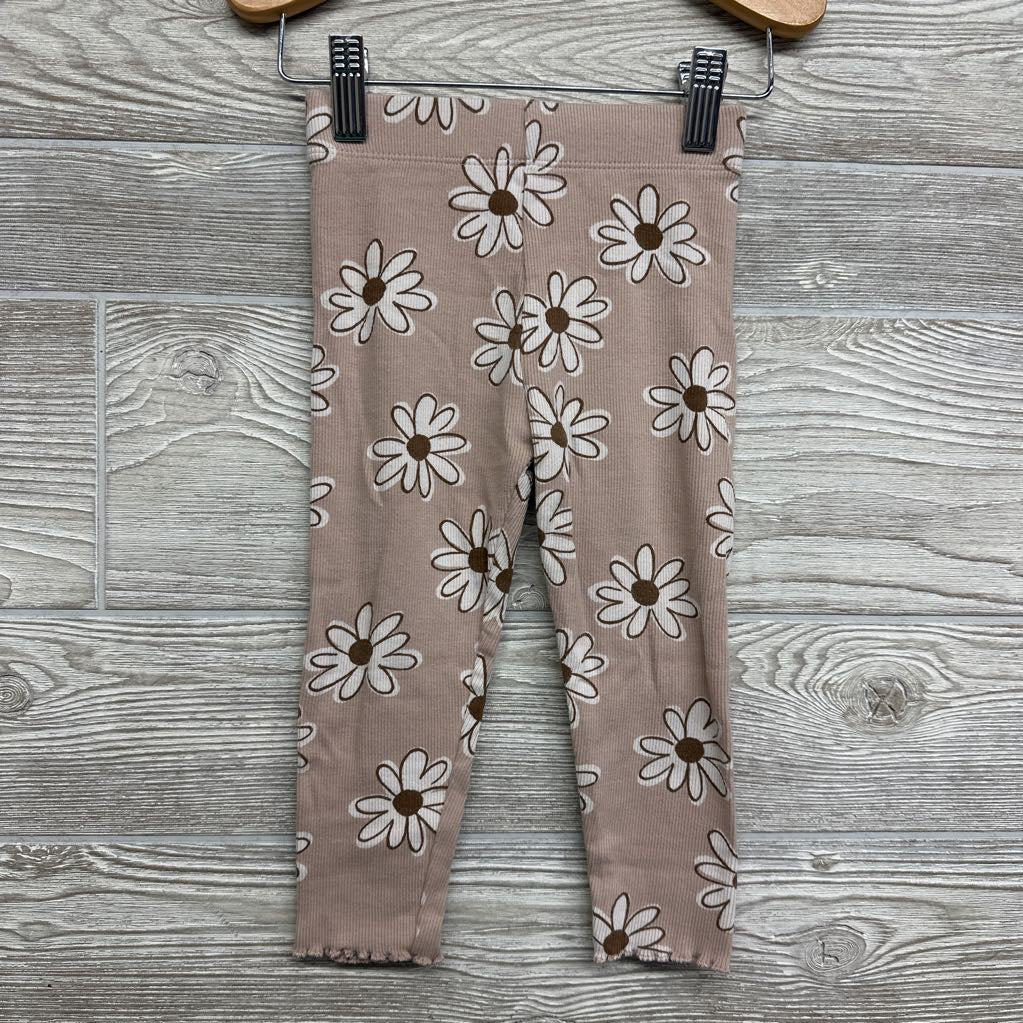 LS Ribbed Mock Neck Shirt & Ribbed Leggings Flowers 24M