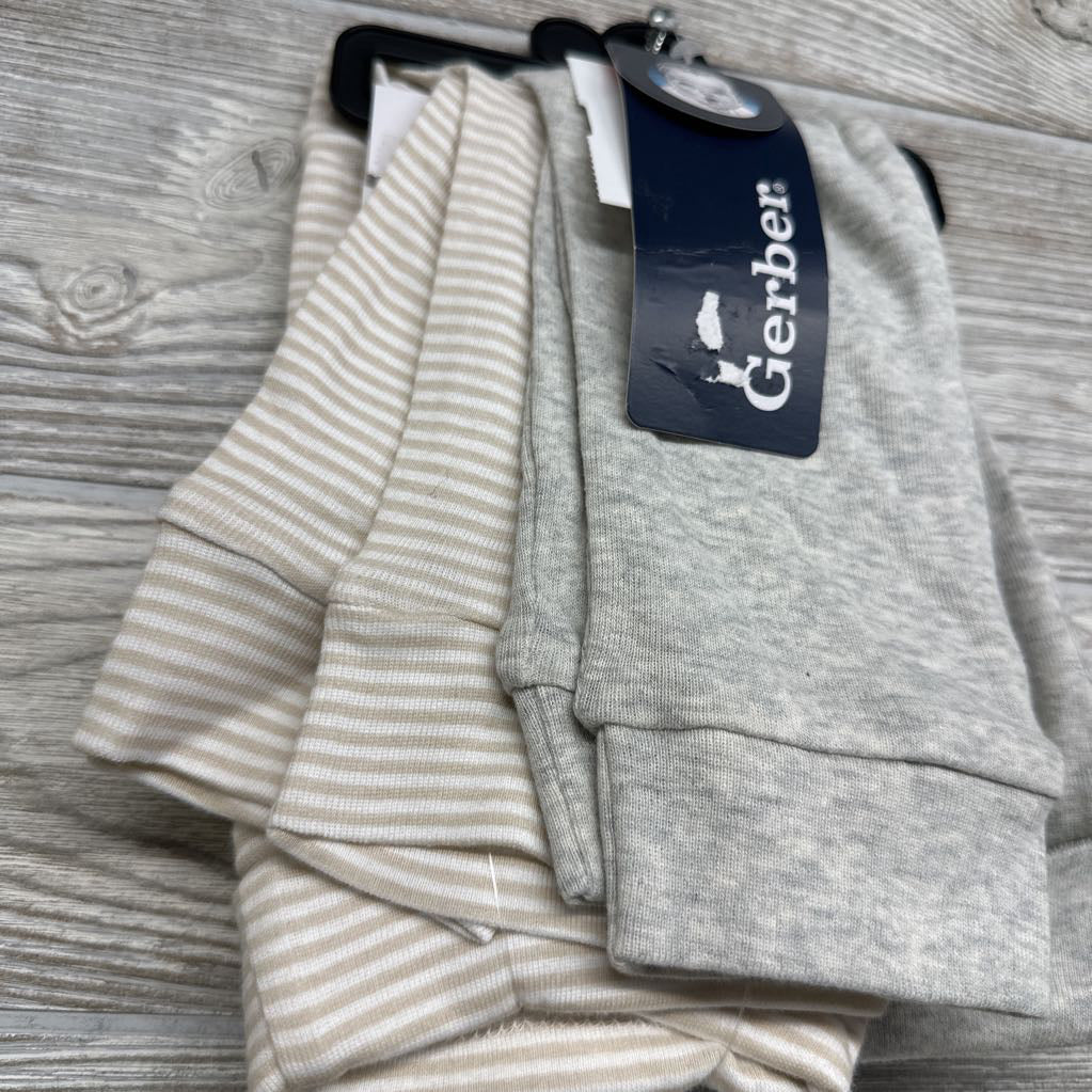 NEW 2 Pk Fold Over Pants Stripes Solid 12M