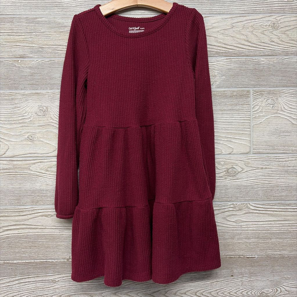 LS Waffle Knit Tiered Dress 6-7