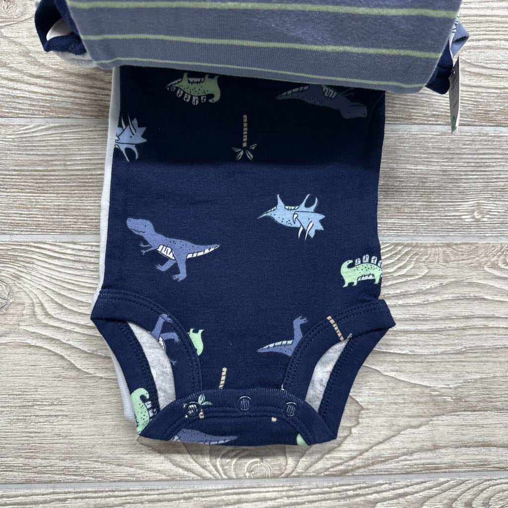 NEW 5 Pk Bodysuits Dinosaurs Stripes Dino-mite Little Dude NB