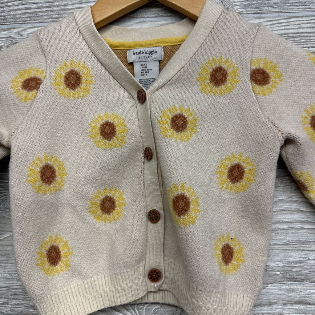 Knit Cardigan Flowers 4T
