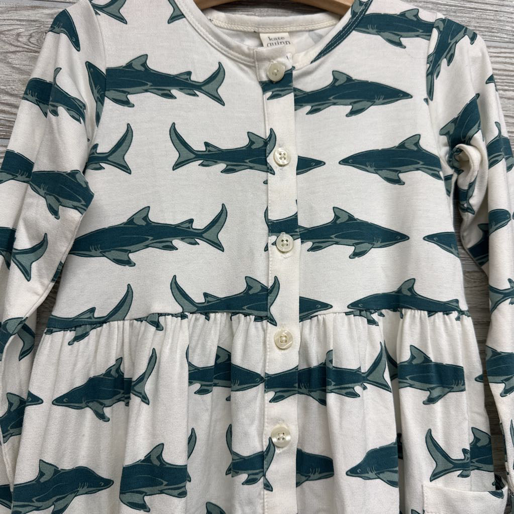 NEW LS Button Up Bamboo Dress Sharks 4T