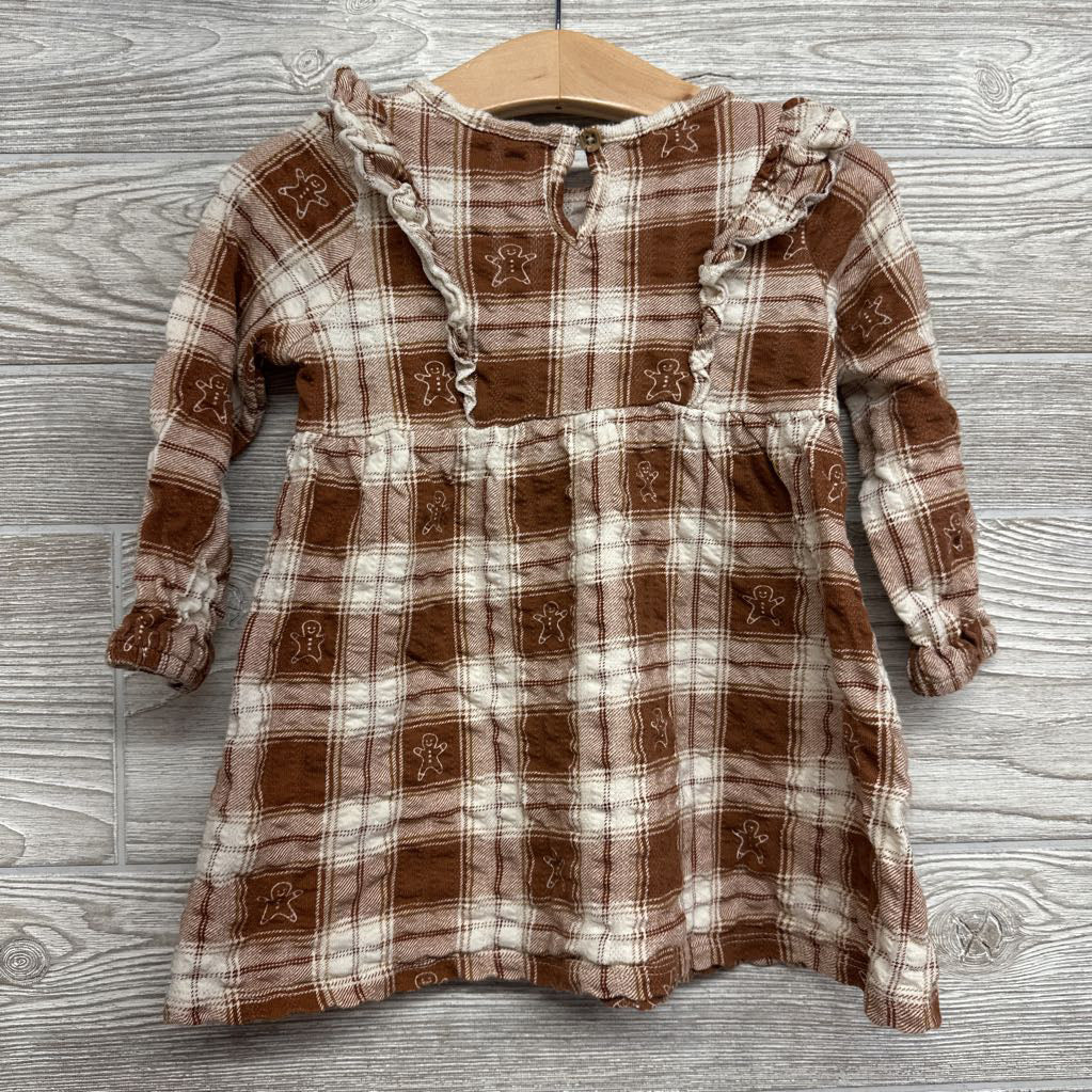 LS Textured Dress Plaid Gingerbread 2T