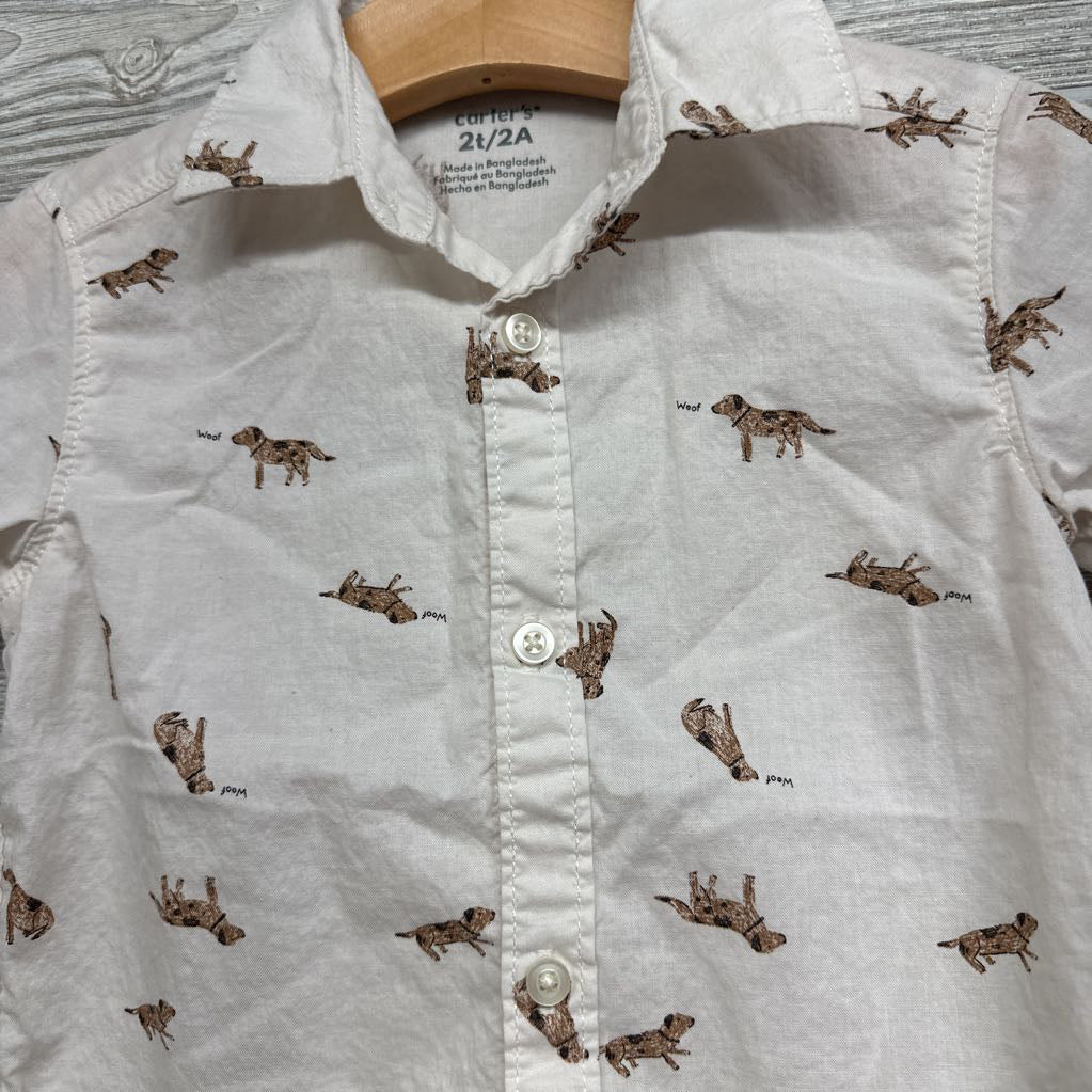 Button Up SS Shirt Dogs 2t