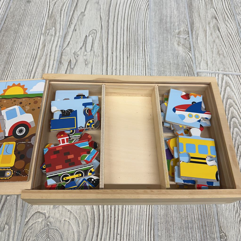Wooden Jigsaw Puzzles in a Box Vehicles