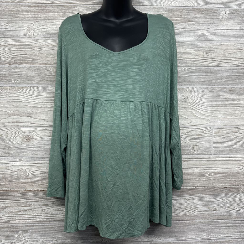 NEW LS V Neck Babydoll Shirt XXL