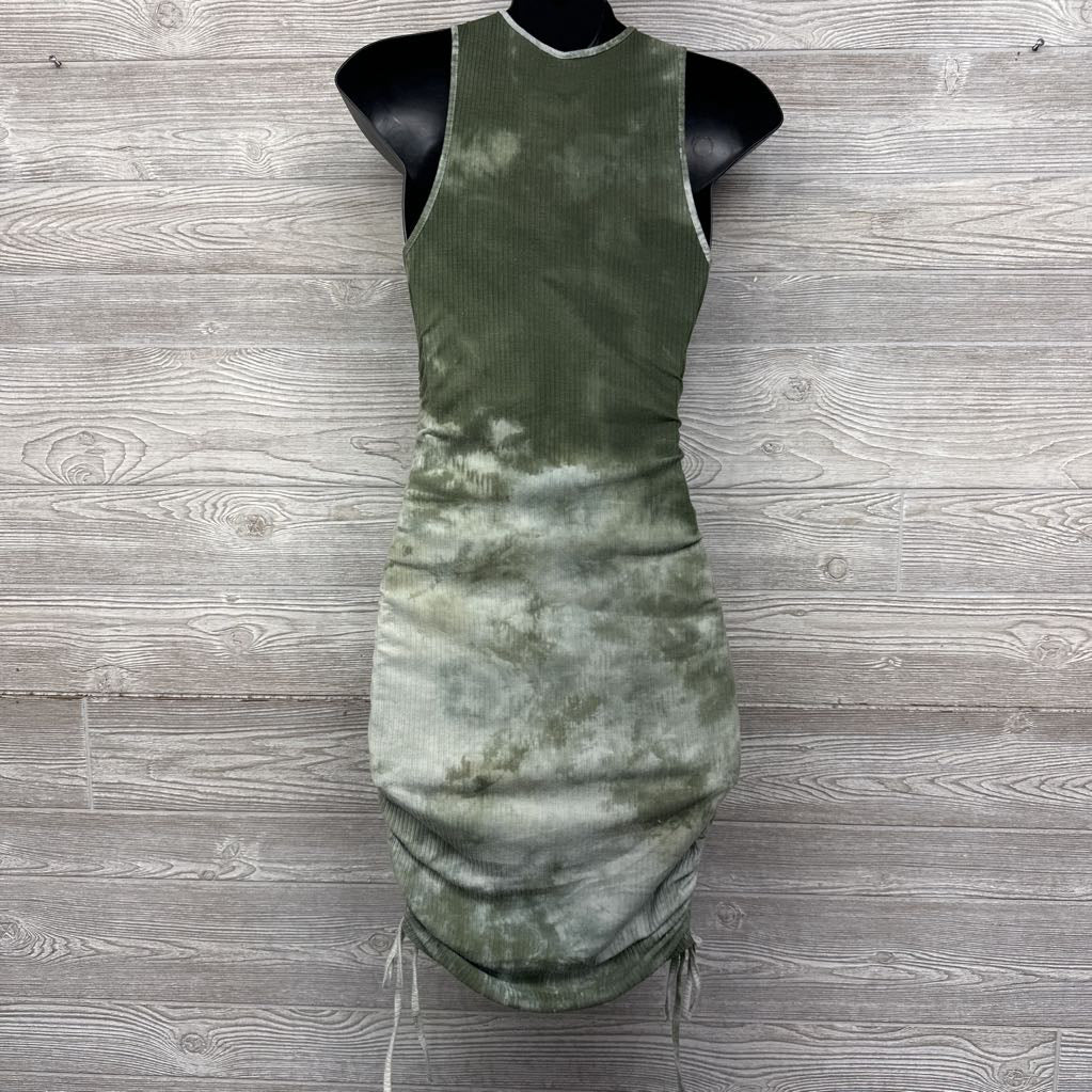 Side Tie Ruched Tank Dress Tie Dye Small