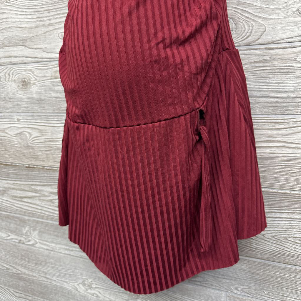 Flutter Sleeve Ribbed Maternity Swimsuit Dress Medium