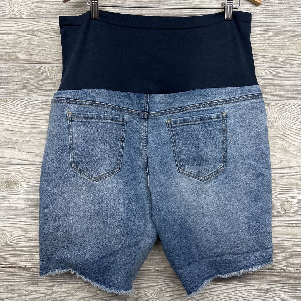 Full Panel Denim Shorts Frayed XL