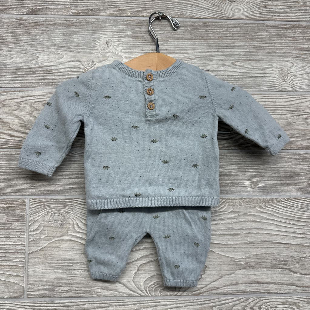 Knit Henley Sweater & Pants Dinosaurs Dots NB
