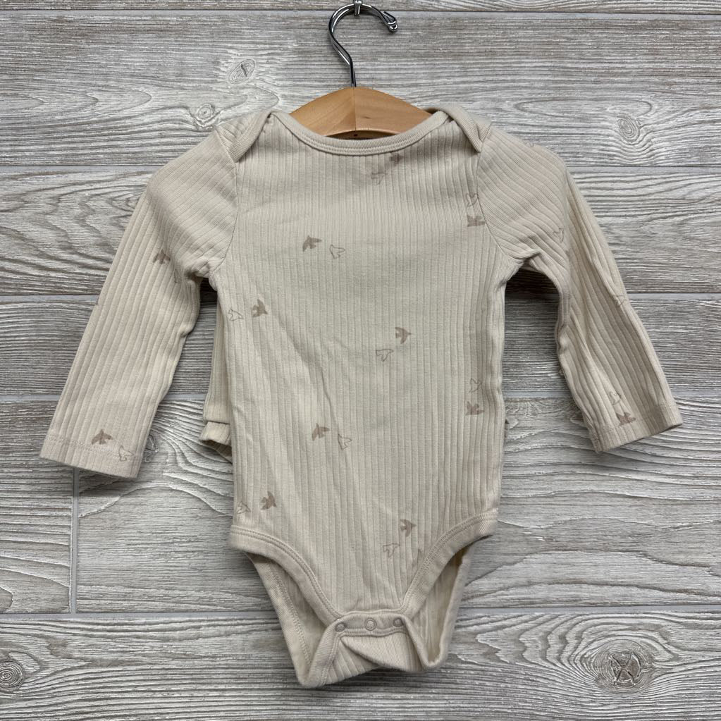 LS Ribbed Bodysuit Birds & Bummies W/ Bandana Bib 12M