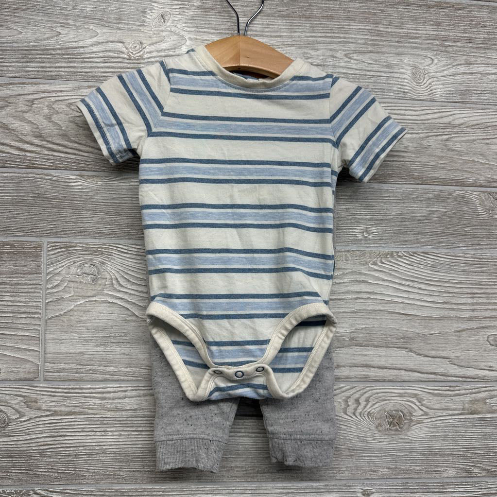 Bodysuit Stripes ,Henley Hoodie & Jogger Sweatpants 3-6M
