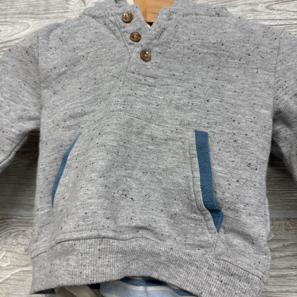 Bodysuit Stripes ,Henley Hoodie & Jogger Sweatpants 3-6M