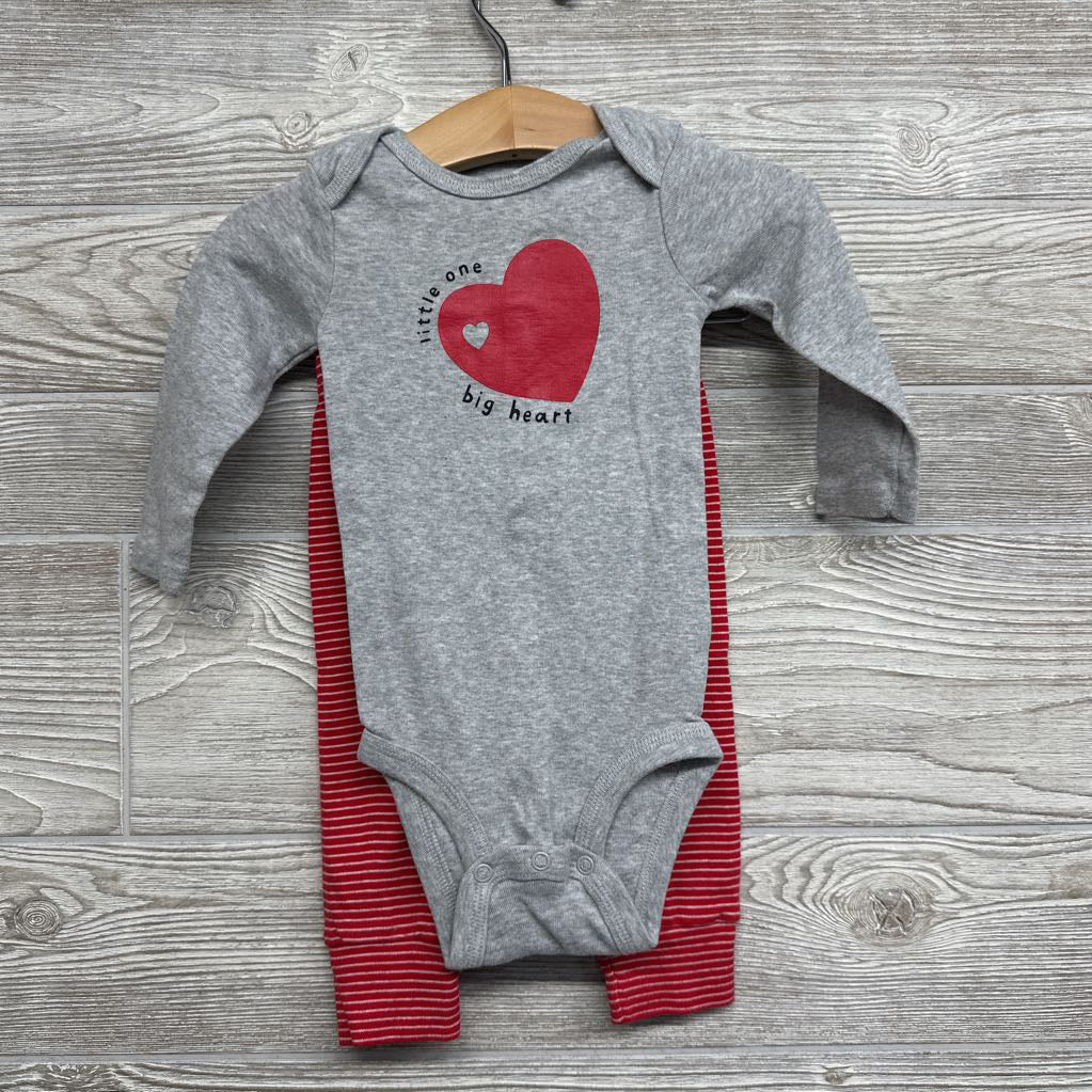 LS Bodysuit Little One Big Heart & Pants Stripes 9M