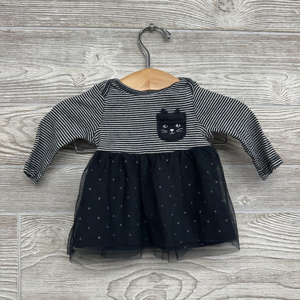 LS Tutu Dress Cat Stripes NB