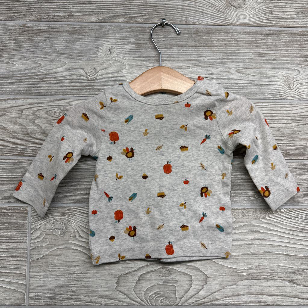 Waffle Knit Overalls & LS Shirt Turkeys 6M