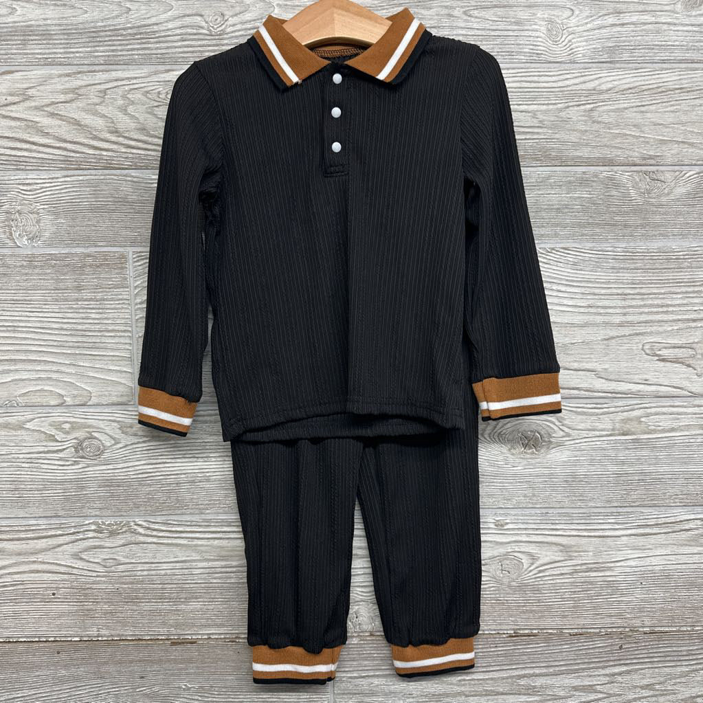 Ribbed Polo Shirt & Pants 2-3t