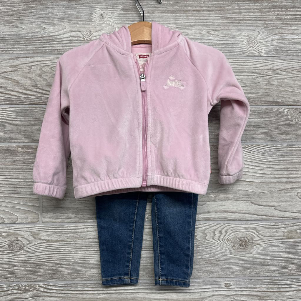 Velour Jacket & Denim Jeans 12M