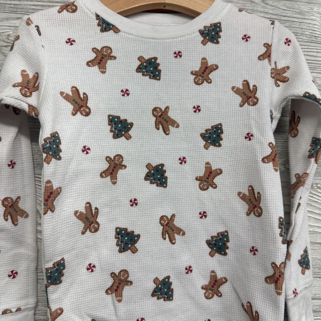 2 Pc LS Waffle Knit PJs Gingerbread Trees 4T
