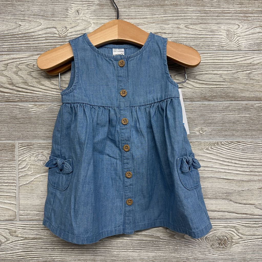 NEW Chambray Button Up Tank Dress & Bloomers 6M