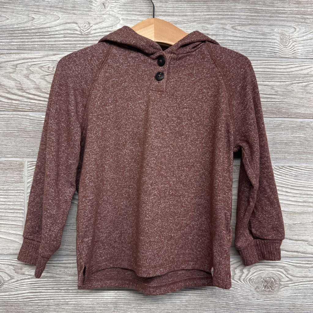 LS Hacci Henley Shirt W/ Hood 3T
