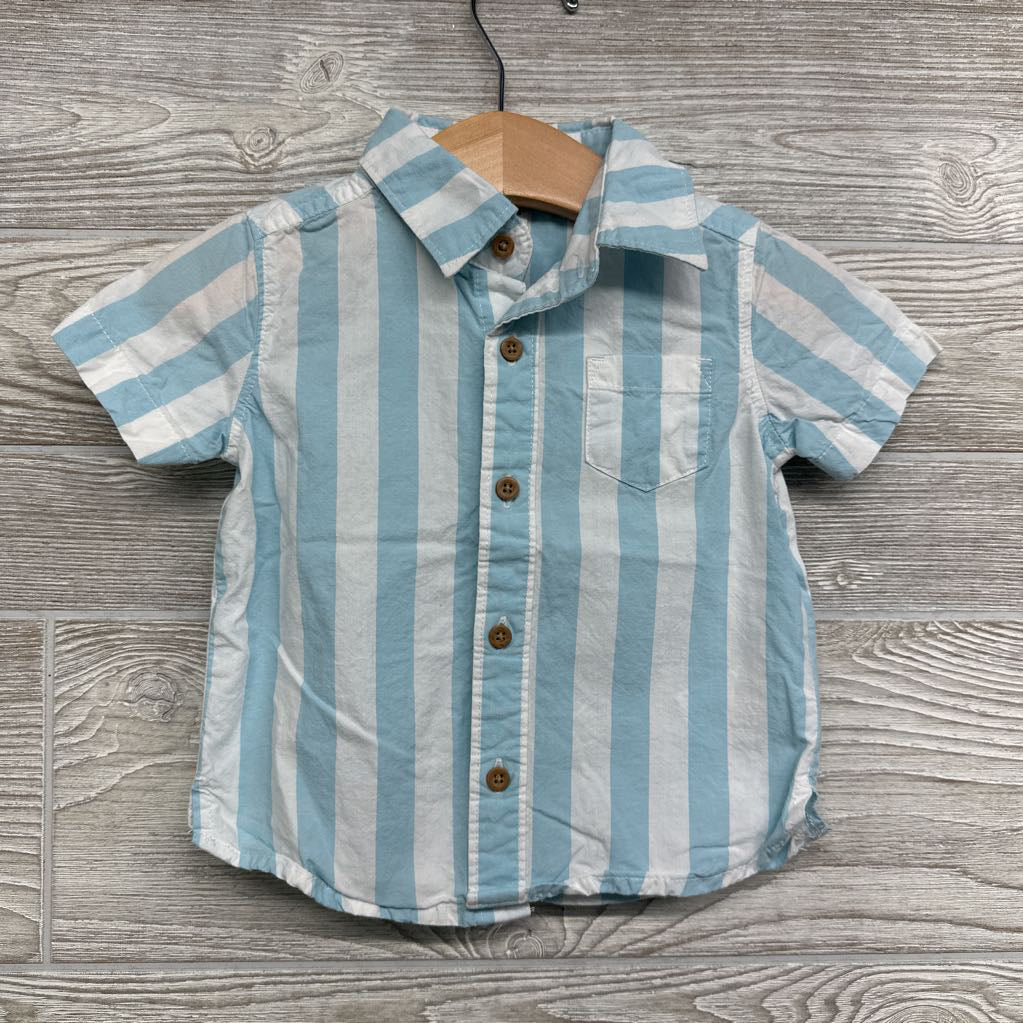 Button Up Shirt Stripes Chest Pocket 12M