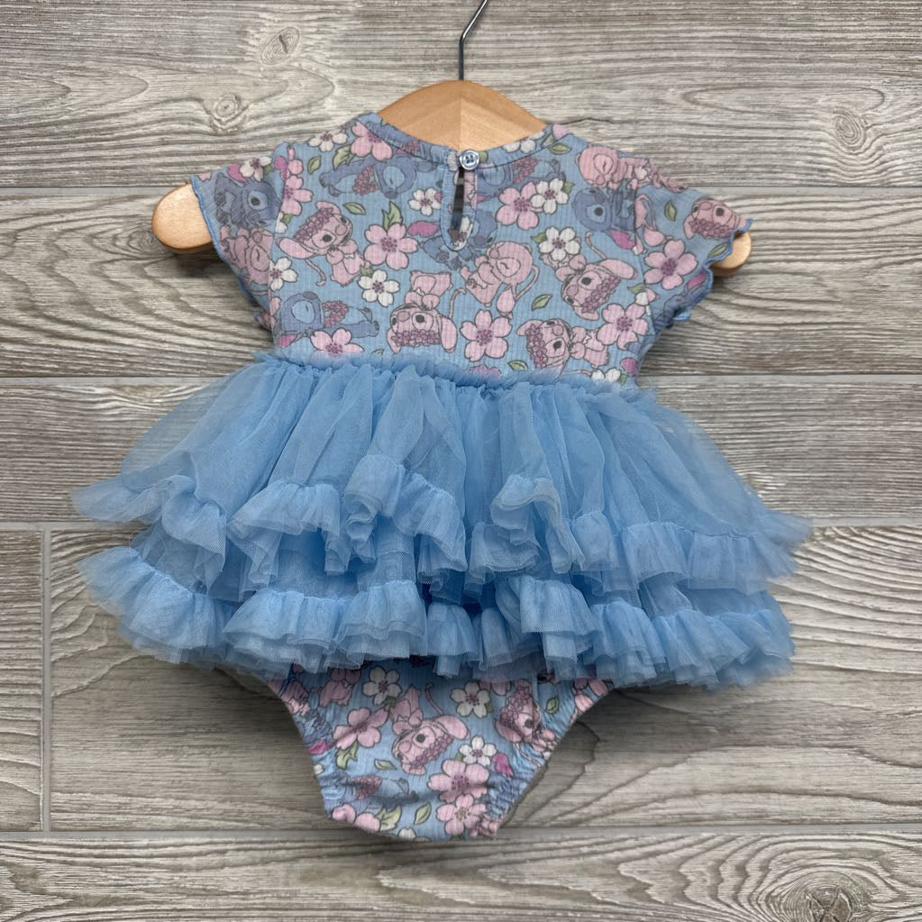 Ribbed Tutu Dress Flowers Stitch Angel 3-6M