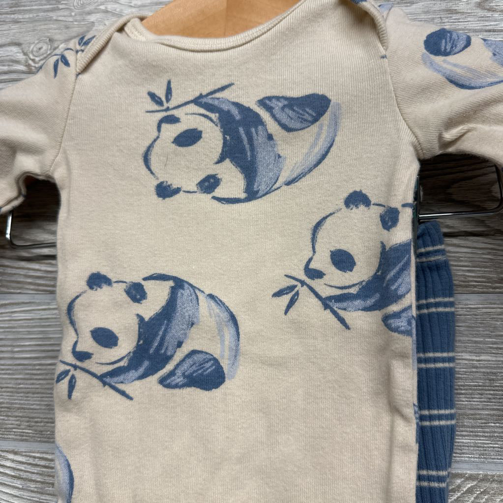 LS Bodysuit Pandas Ribbed Bodysuit & Pants Stripes NB