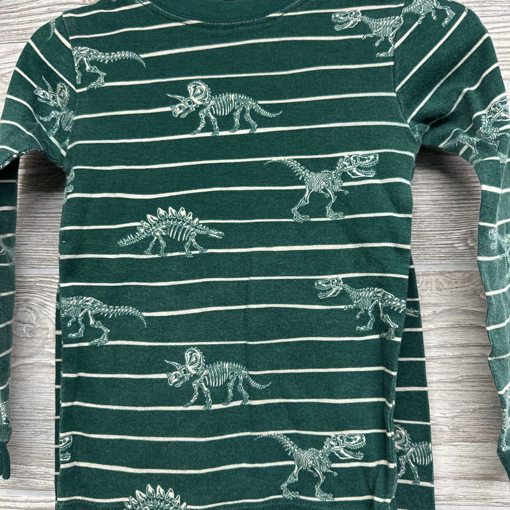 2 Pc LS PJs Stripes Dinosaur Skeletons 4T