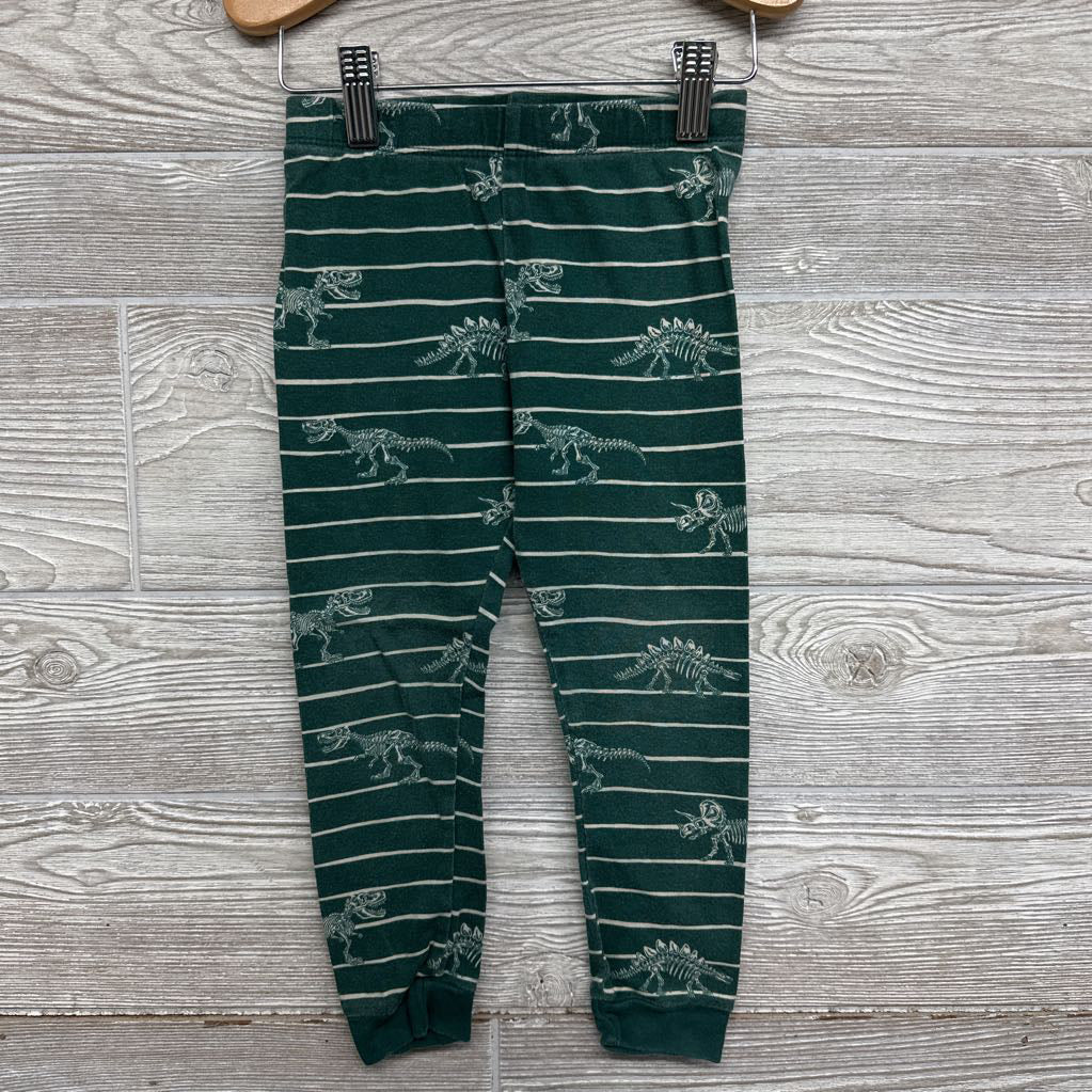 2 Pc LS PJs Stripes Dinosaur Skeletons 4T