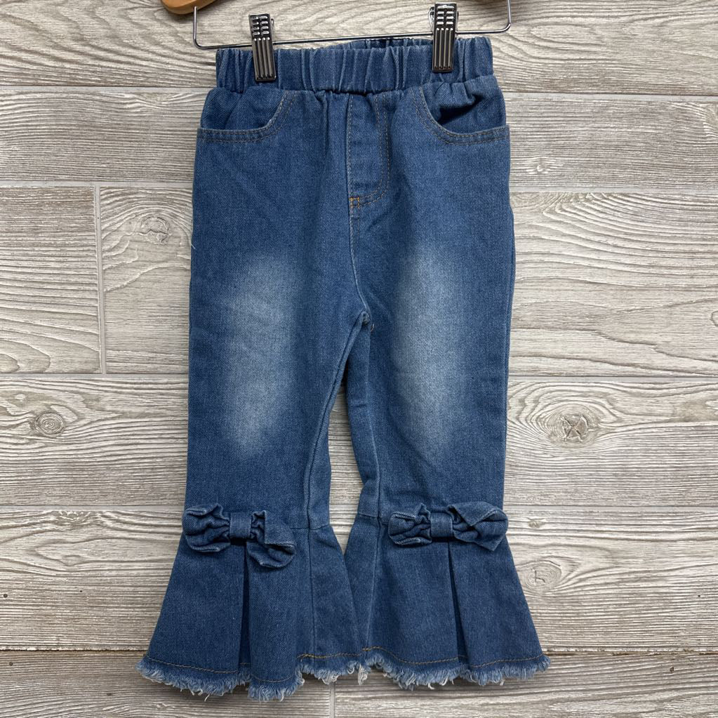 Bell Bottom Jeans Bows Frayed 2-3T