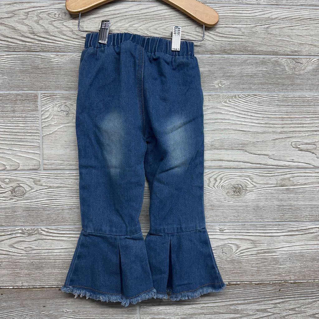 Bell Bottom Jeans Bows Frayed 2-3T