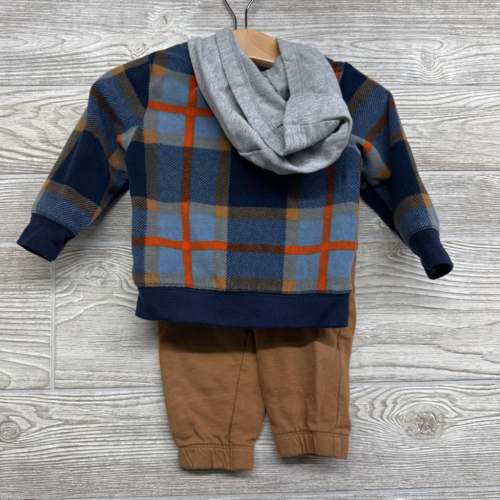 Plaid Fleece Jacket & French Terry Joggers 9M