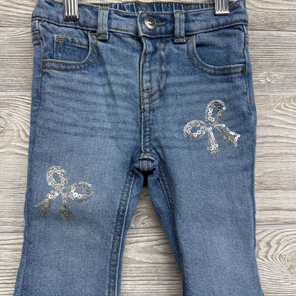 Flare Jeans Sequin Bows Frayed 18M