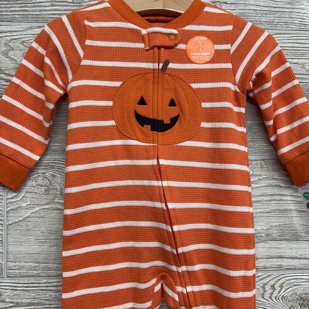 NEW Waffle Knit Sleeper Stripes Pumpkin 9M