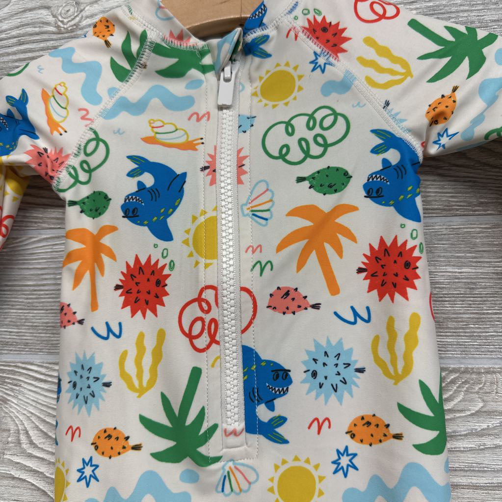 LS Swimsuit Sharks Palm Trees Suns 3-6M