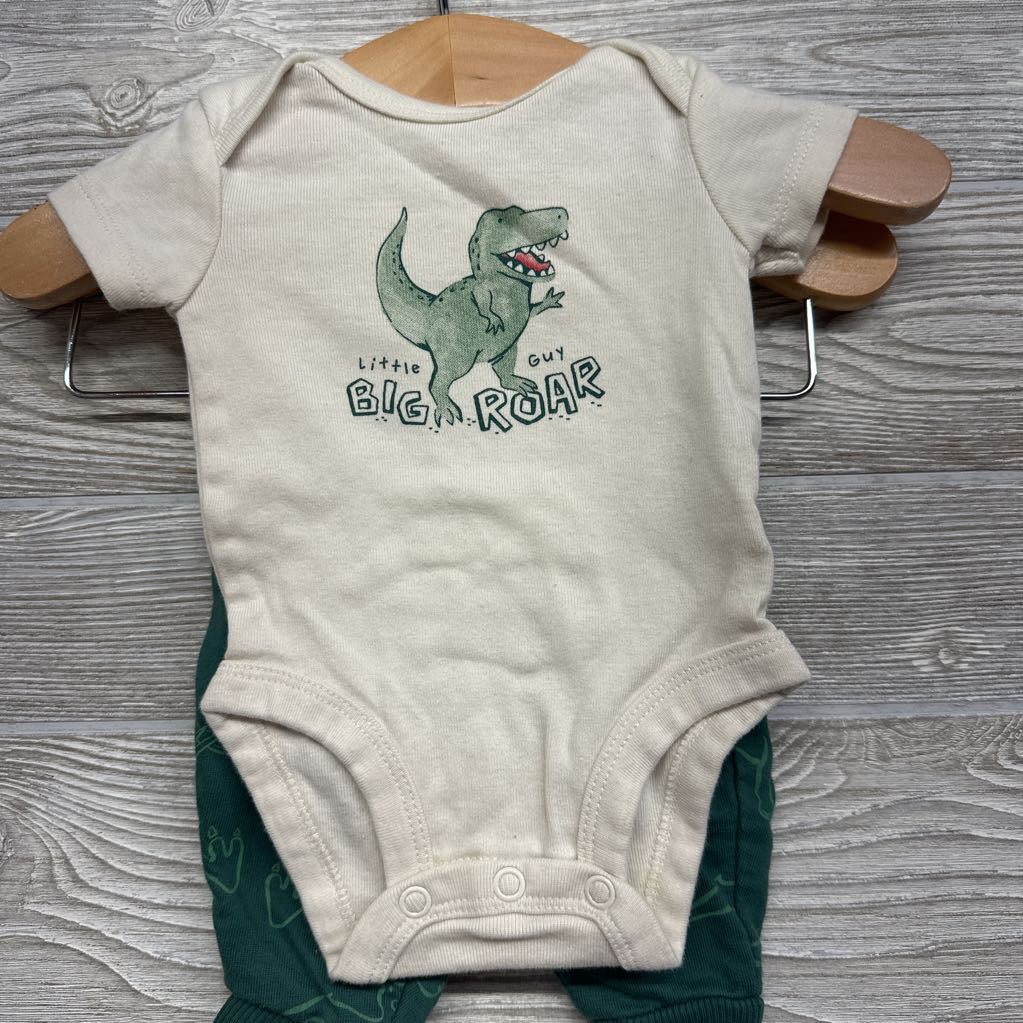 Bodysuit Little Guy Big Roar, Full Zip Jacket & French Terry Joggers Dinosaurs NB