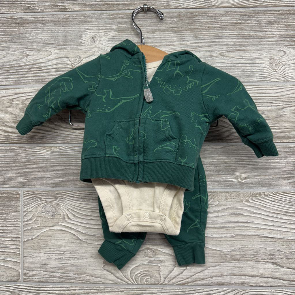 Bodysuit Little Guy Big Roar, Full Zip Jacket & French Terry Joggers Dinosaurs NB
